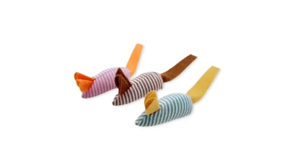 עכבר עם נוצה צבעוני (3 יח') צעצוע לחתול