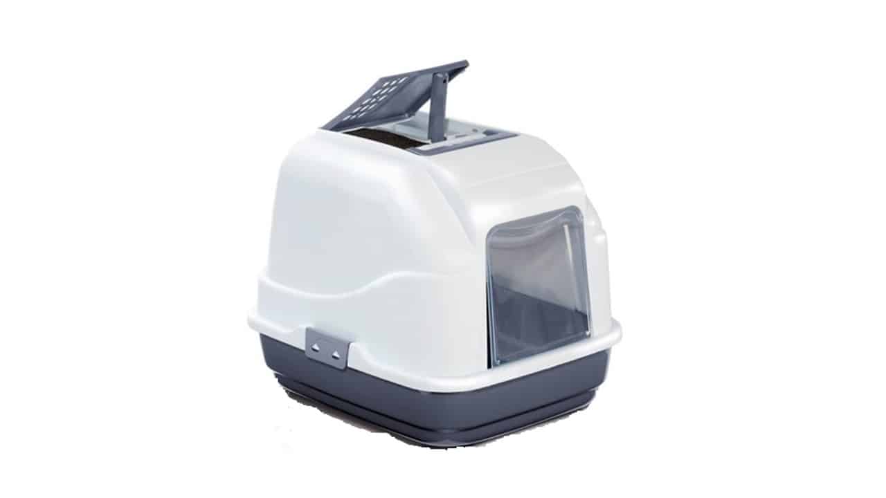 שירותים סגורים לחתול + פילטר וכף + דלת עליונה נפתחת  בצבעים כחול, בז', ורוד, ירוק בהיר, גודל 57*39*38 גובה