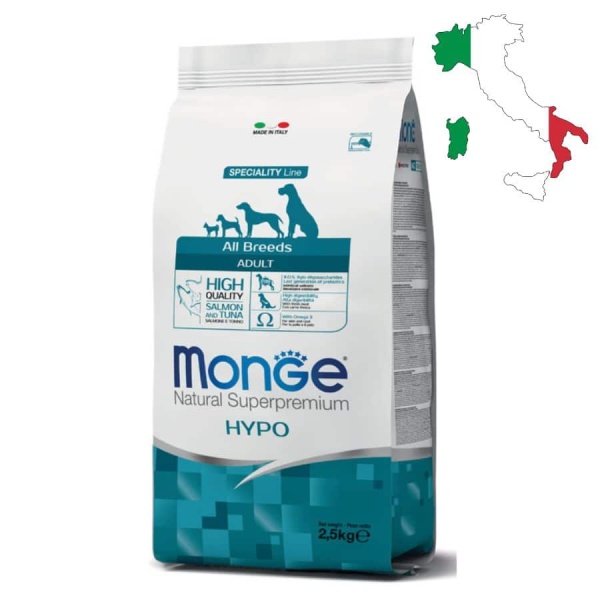 מונג', מזון היפואלרגני לכלבים בוגרים מכל הגזעים, בשר סלמון וטונה - Monge, Salmon and Tuna