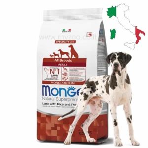 מונג', מזון יבש לכלבים בוגרים מכל הגזעים, בשר כבש, אורז, ותפוחי אדמה - Monge, Adult Lamb with Rice and Potatoes