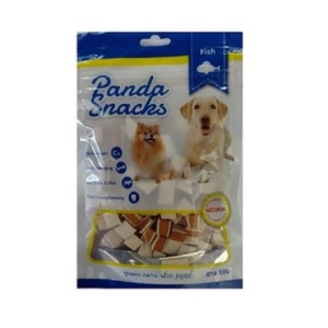 פנדה - קוביות סנדוויץ' סלמון ובקלה - חטיף רך לכלבים במשקל 80 גר'