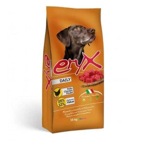אריקס, בשר עוף ואורז, לכלבים בוגרים עם פעילות בינונית מגיע במשקלים: 3 ק"ג או 15 ק"ג
