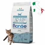 מונג', מזון יבש מלא ומאוזן לגורי חתולים מגיל חודש ועד שנה בטעם דג פורל 1.5 ק"ג - Monge, Kitten Trout