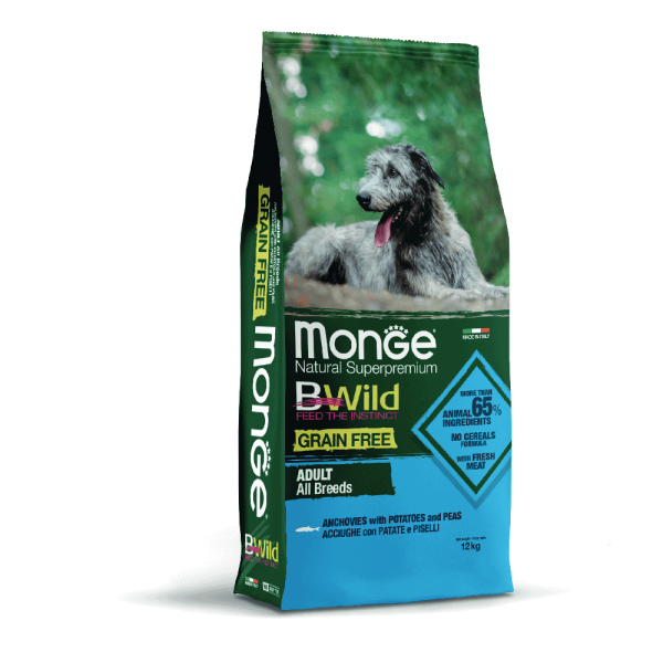מונג' ביווילד אנשובי ללא דגנים לכלבים בוגרים