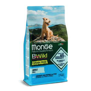 מונג' ביווילד אנשובי ללא דגנים לכלבים בוגרים מגזע קטן - 2.5 ק"ג