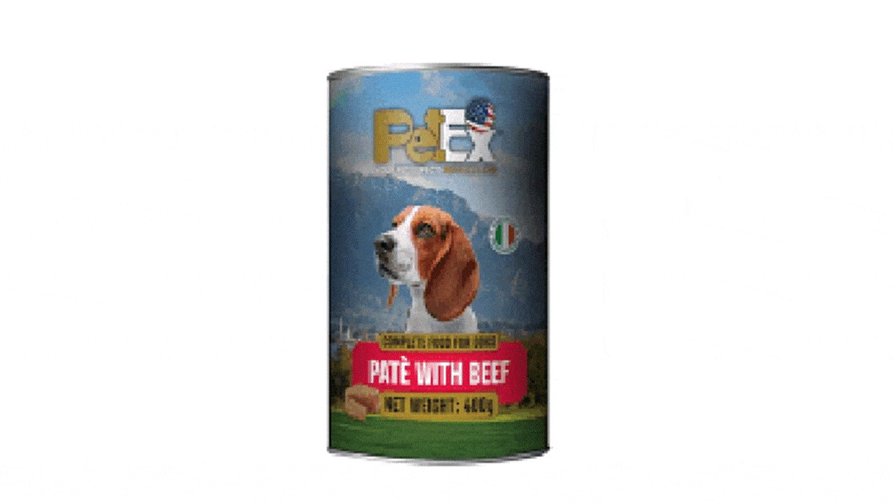 פטקס, שימורי פטה  בשר בקר מתאים לכלבים עם בעיות עור וקיבה 400 ג"ר