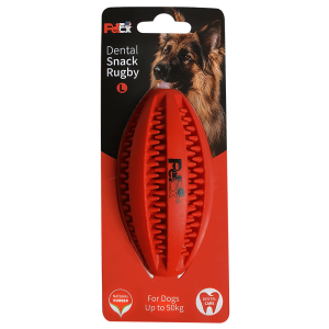 פטקס, כדור רוגבי דנטלי לכלב באורך 10 ס"מ מגומי טבעי וחזק מידה  M