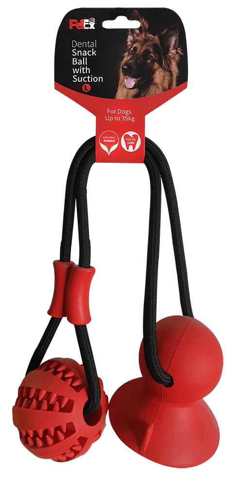 פטקס, משחק חבל דנטלי לכלב בשילוב כדור גומי עם וואקום לרצפה מידה  L
