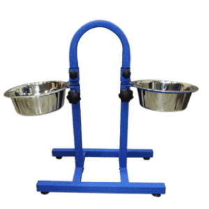 מעמד סטנד מתכוון + 2 קערות נירוסטה, בנפח של 2.80 ליטר דגם Leather-Touch Blue