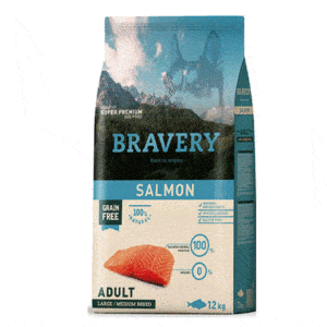 ברייוורי היפואלרגני - לכלבים בוגרים מגזע בינוני וגדול, סלמון ללא דגנים וגלוטן - 12 ק"ג