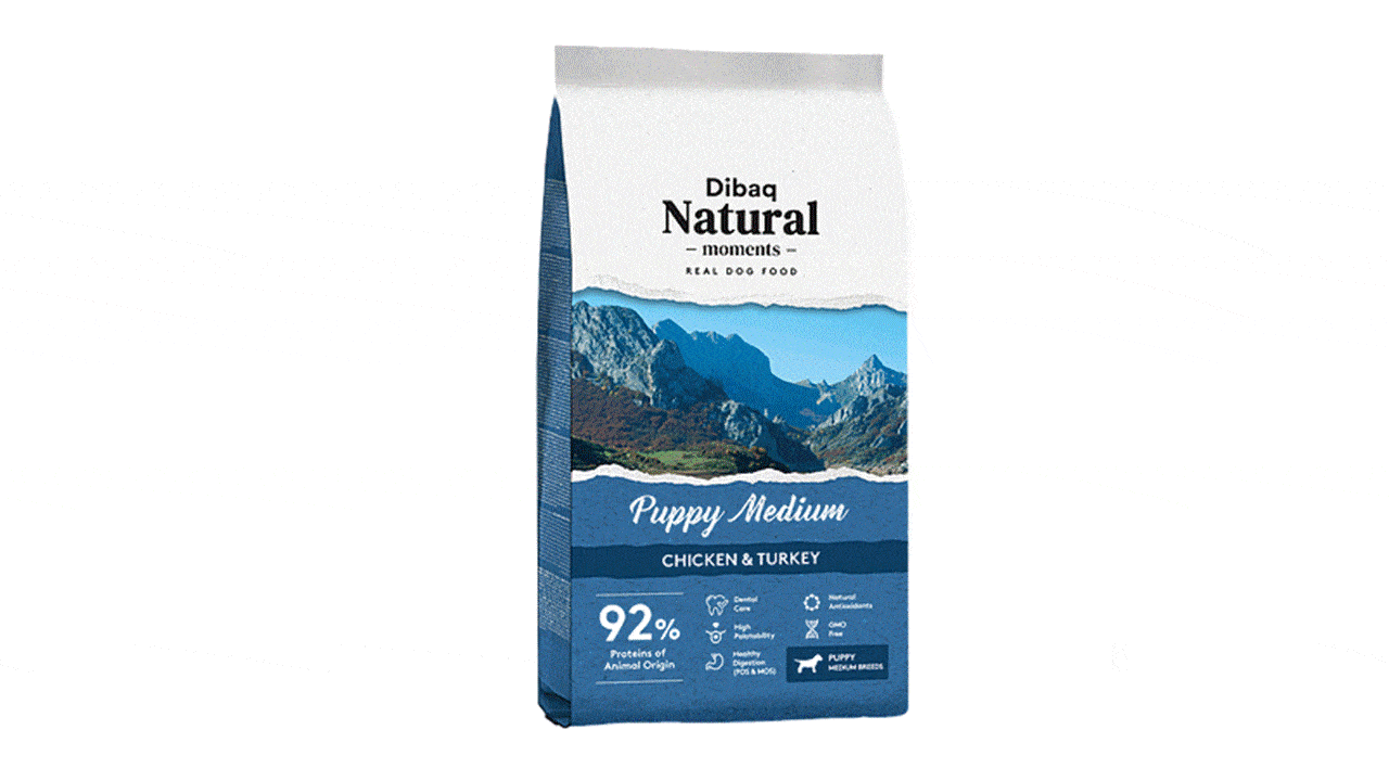 דיבאק עוף מדיום -  מזון מלא עבור גורים ואימהות מניקות מגזעים בינוניים, עם רכיבים טבעיים נבחרים.