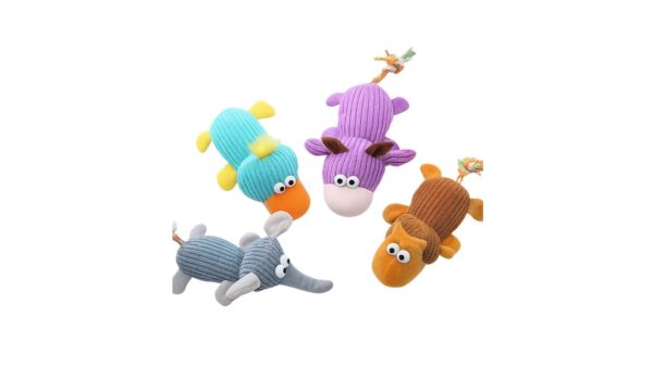 בובת משחק לגורים וכלבים מגזע קטן - פיל/קוף/ברווז/פרה