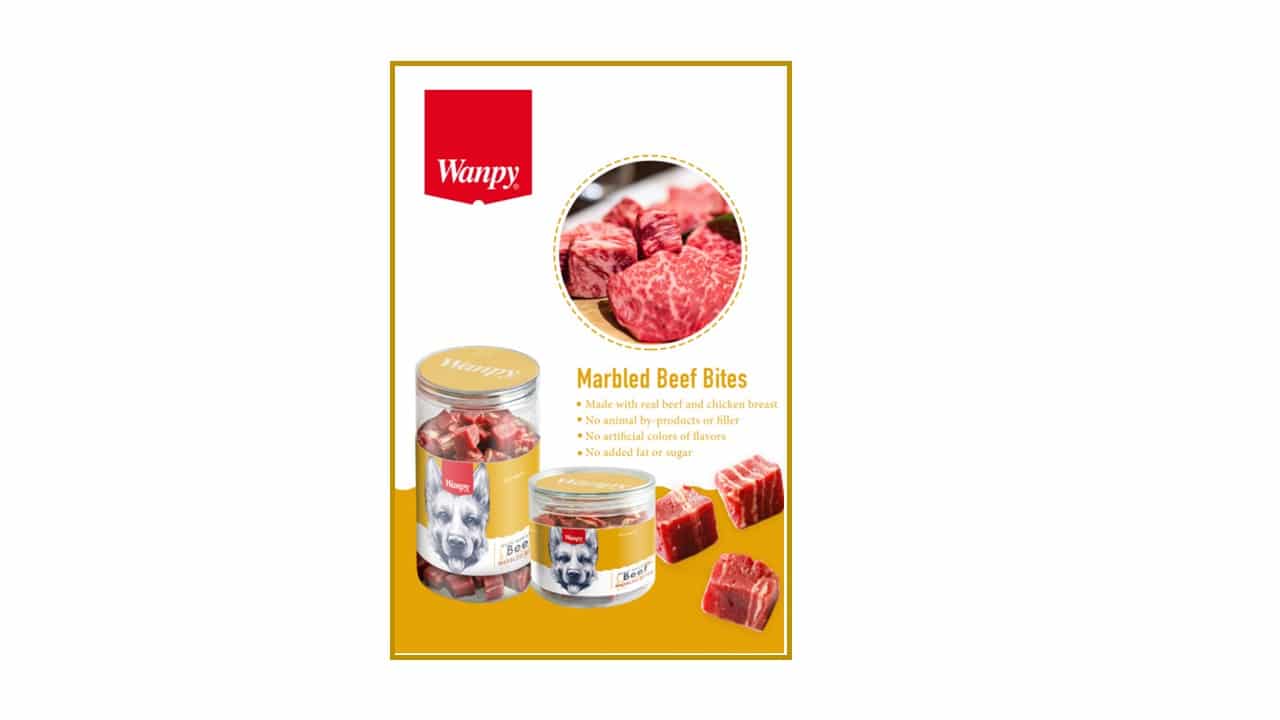 צנצנת וונפי - חטיף איכותי לכלב נגיסי בקר משוישים 300 גר