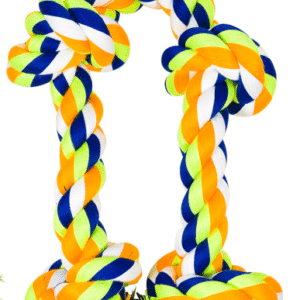 משחק חבל דנטלי לכלב 4 קשרים ,עשוי סיבי כותנה מובחרים באורך של 60 ס"מ