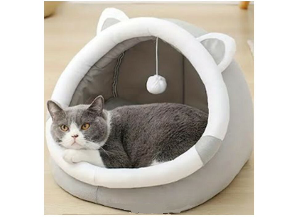 מיטה לחתול מעוצבת צבע אפור - דגם אוהל