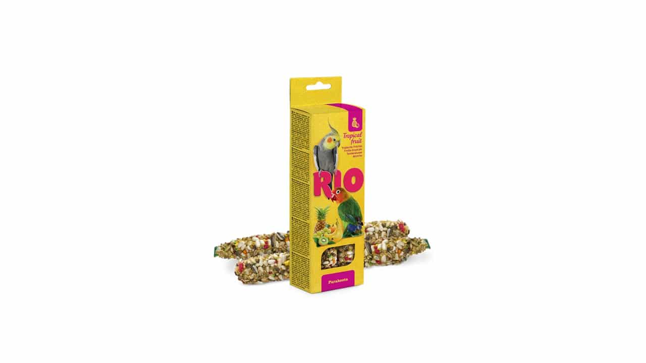 RIO - מקלות לתוכים וציפורים עם פירות טרופיים - 2 יח' משקל כולל 150 גר'