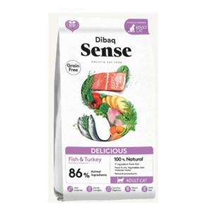 דיבאק סנס ללא דגנים לחתול בוגר ע"ב דגים והודו 1.5 או 6 ק"ג