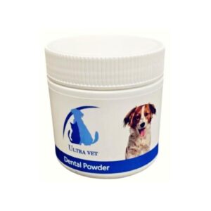 אבקה דנטלית לכלבים  ULTRA VET , מונעת אבנית בשיניים וריח רע מהפה, 120 גרם.
