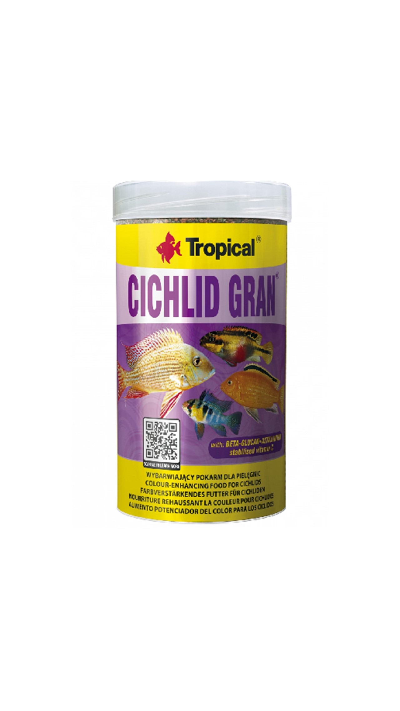 טרופיקל, מזון מגורען לציקלידים  (לחיזוק הצבע) - 250 מ"ל