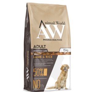 אנימל וורלד כבש ואורז לכלב בוגר 15 ק"ג