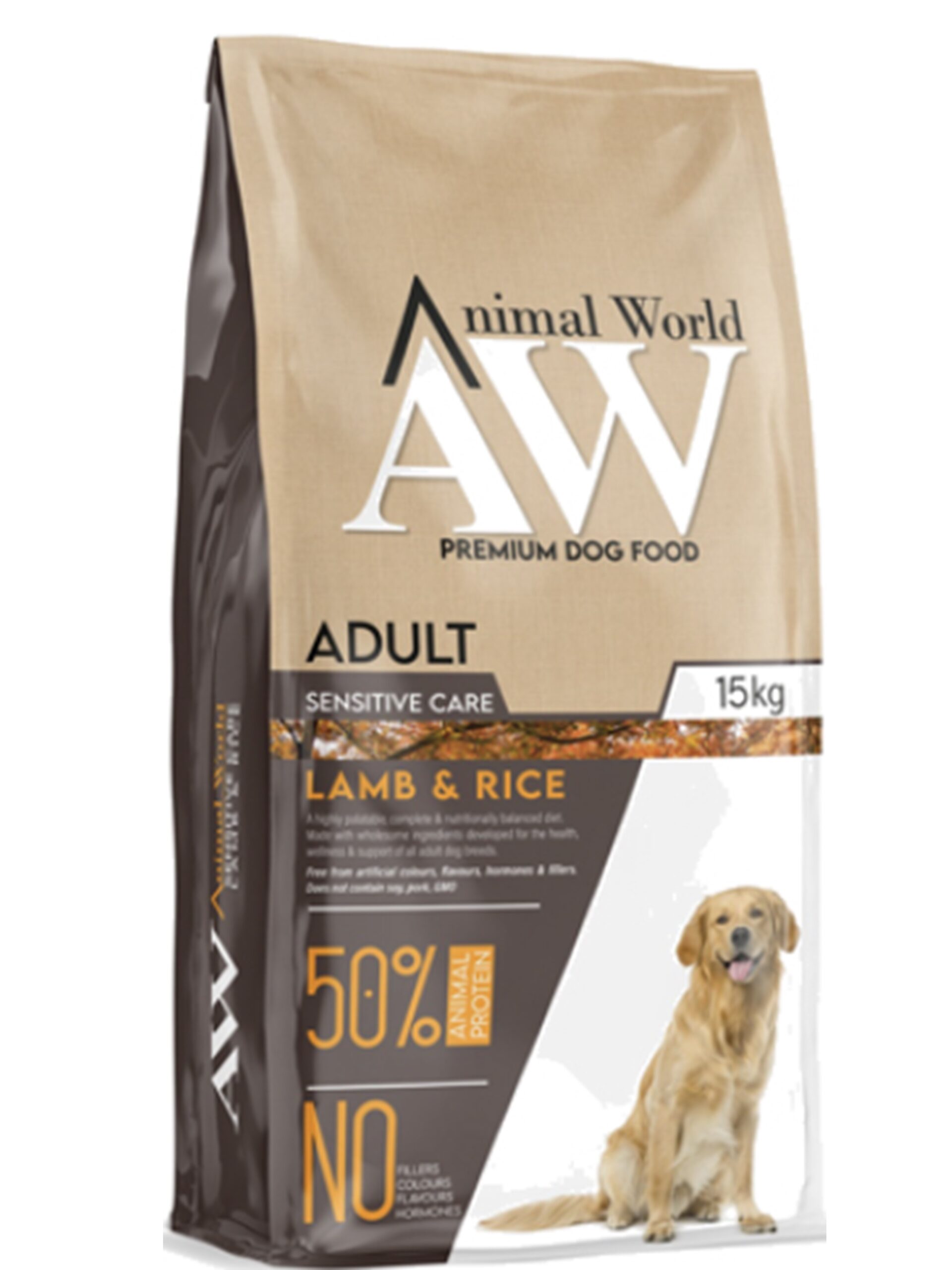 אנימל וורלד כבש ואורז לכלב בוגר 15 ק"ג