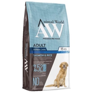 אנימל וורלד סלמון ואורז לכלב בוגר 15 ק"ג