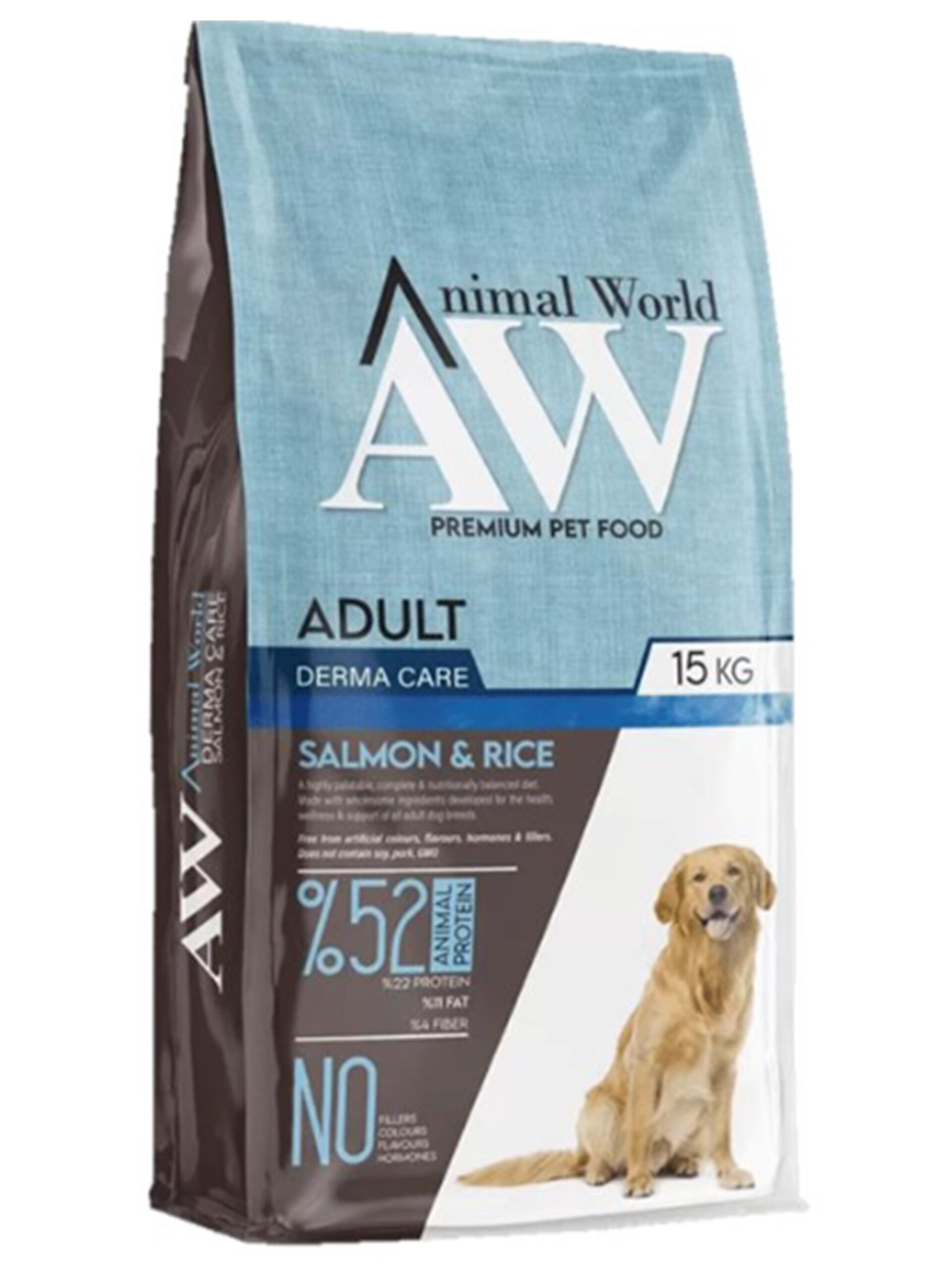 אנימל וורלד סלמון ואורז לכלב בוגר 15 ק"ג