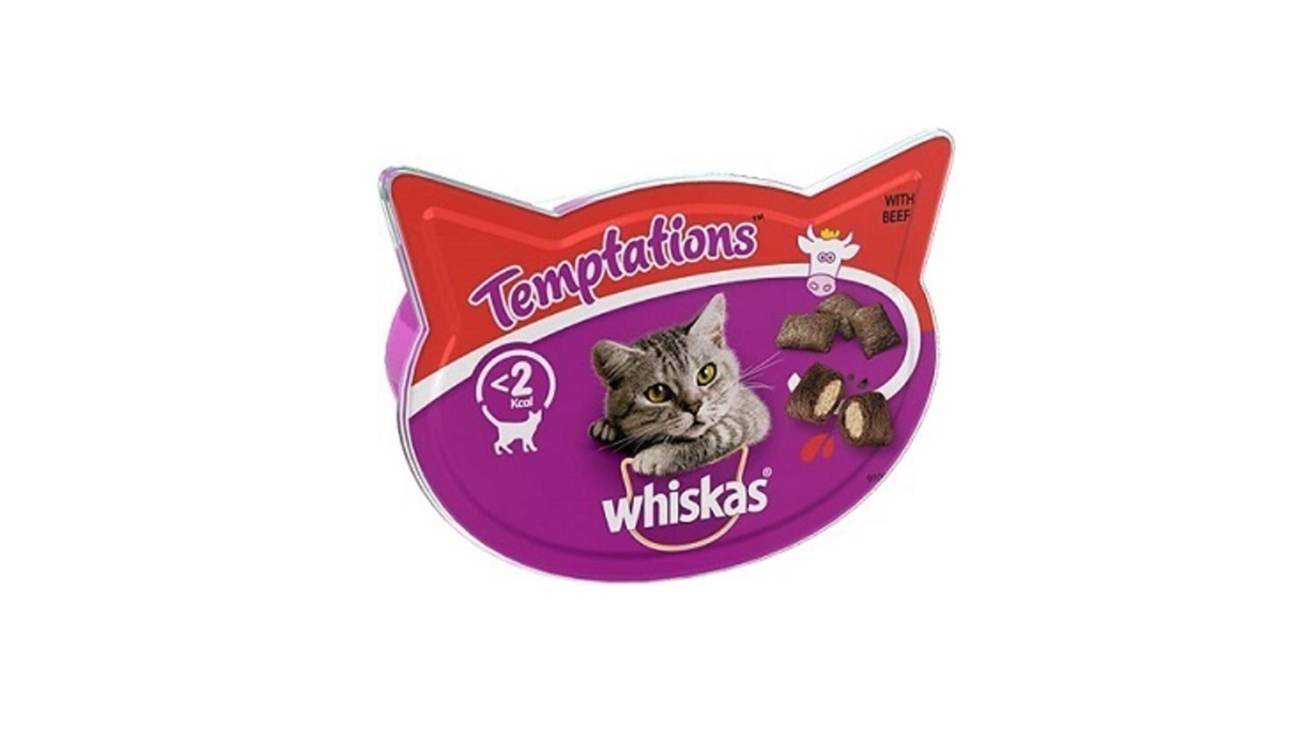 Whiskas, ויסקס טמפטיישן חטיף קרנצי לחתולים ע"ב בקר - 60 גרם