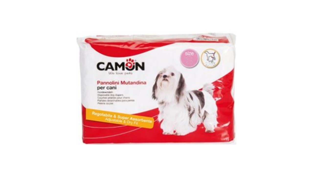 טיטולים חד פעמיים - קאמון, לכלבים עם בריחת שתן, או לנקבות ביחום, במגוון מידות (S,M,L,XL).