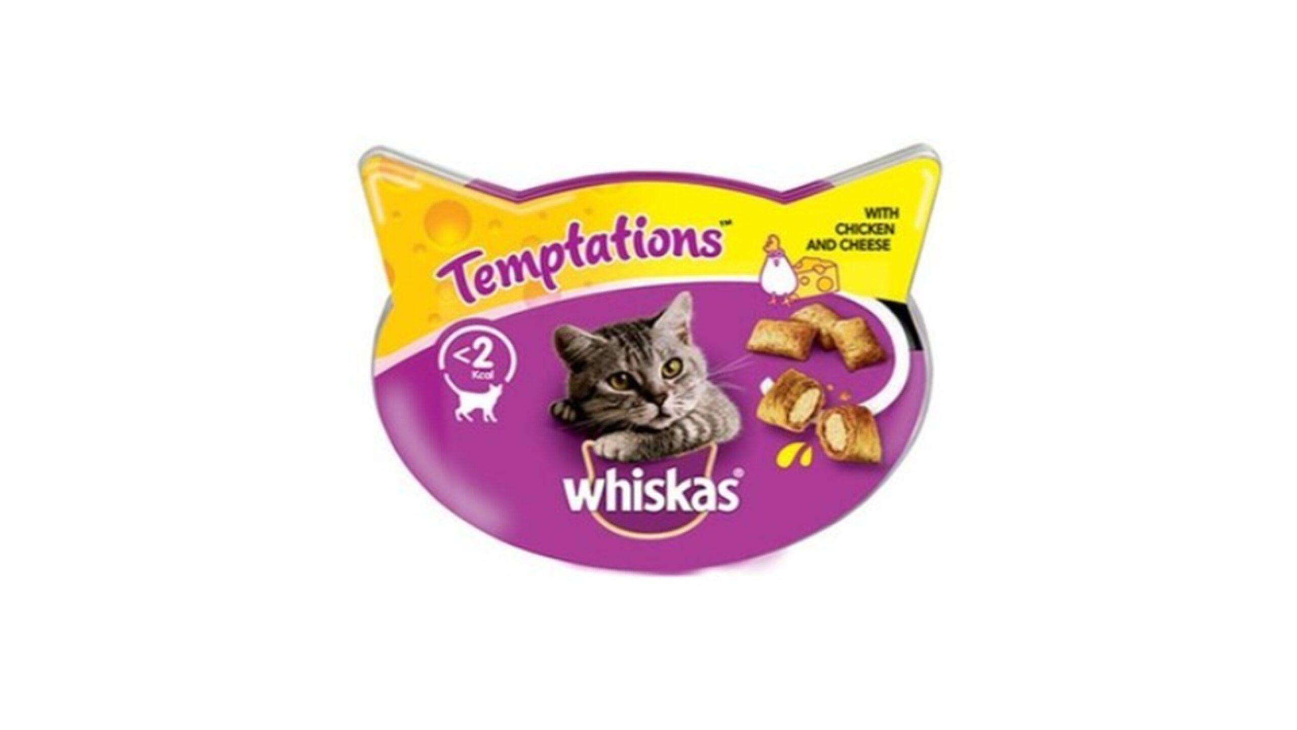 Whiskas, ויסקס טמפטיישן חטיף קרנצי לחתולים ע"ב עוף וגבינה - 60 גרם