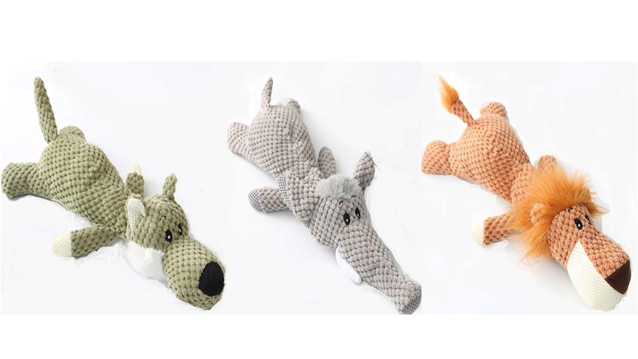 משחק בד רך ונעים לכלבים - כלב/פיל/אריה