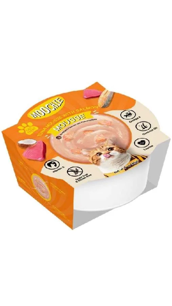 MOUSSE, מוסי מעדן לחתול בטעם טונה וסלמון - 85 גרם