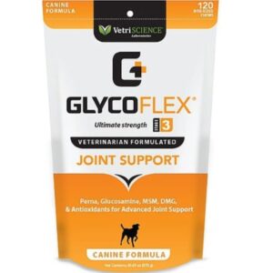 GlycoFlex, גלייקופלקס לעסניות גלוקוזמין לכלבים (120 יח) - 870 גרם