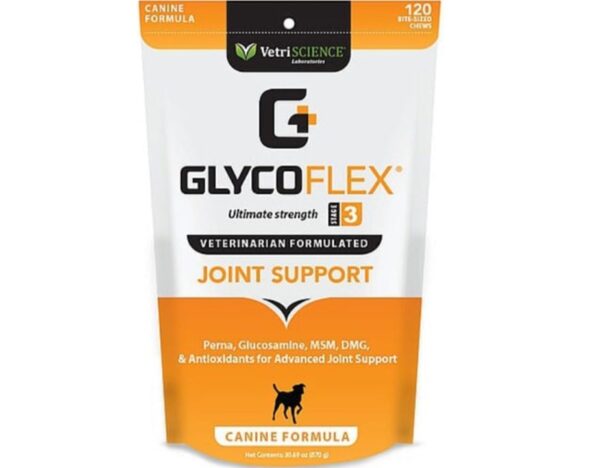 GlycoFlex, גלייקופלקס לעסניות גלוקוזמין לכלבים (120 יח) - 870 גרם