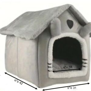 מיטה לחתול מעוצבת צבע אפור - דגם בית