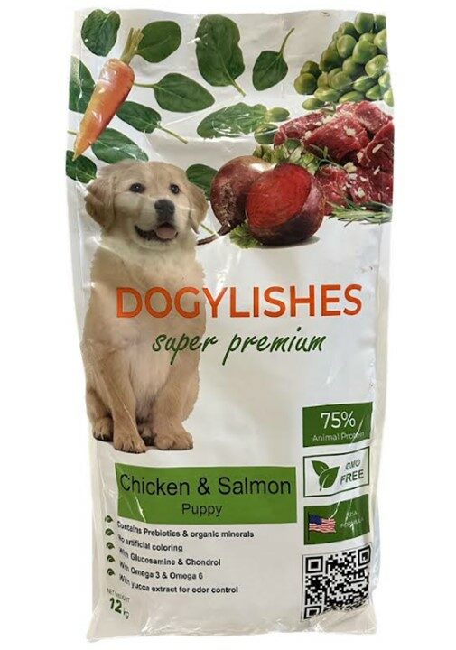 דוגילישס מזון יבש סופר פרימיום, לגורים ע"ב עוף ודגים - 12 ק”ג