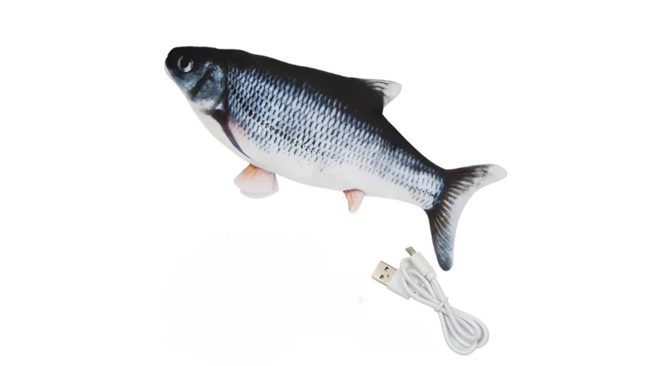 צעצוע לחתול דג רוטט נטען USB