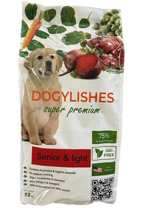 דוגילישס מזון יבש סופר פרימיום, סניור, ע"ב עוף ואורז - 12 ק”ג