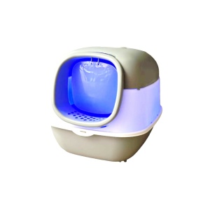 שירותים סגורים לחתולים עם נורת UV לחיטוי.