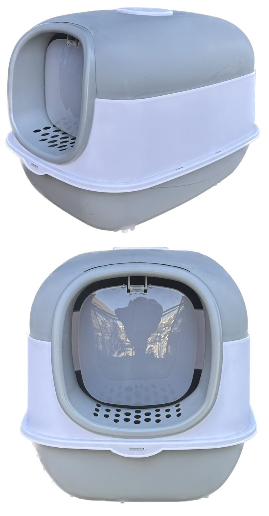 שירותים סגורים לחתולים עם נורת UV לחיטוי.