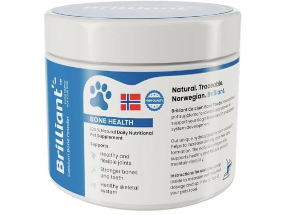 Brilliant, תוסף סידן וקולגן לכלבים, לחיזוק ובריאות המפרקים והעצמות - 200 גרם