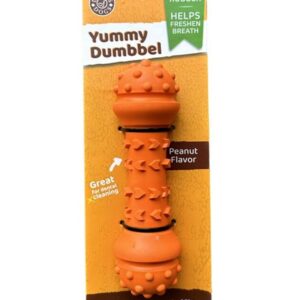 Yummy Dumbbei, עצם משחק גומי קשיח בטעם בוטנים - 18 סמ