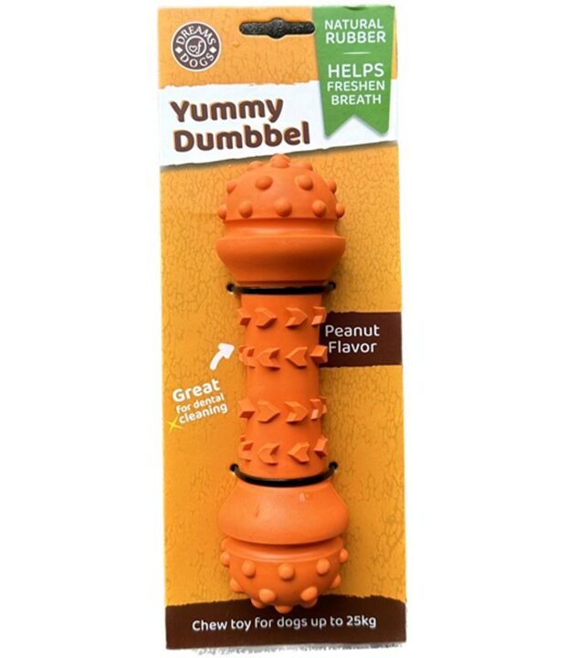 Yummy Dumbbei, עצם משחק גומי קשיח בטעם בוטנים - 18 סמ