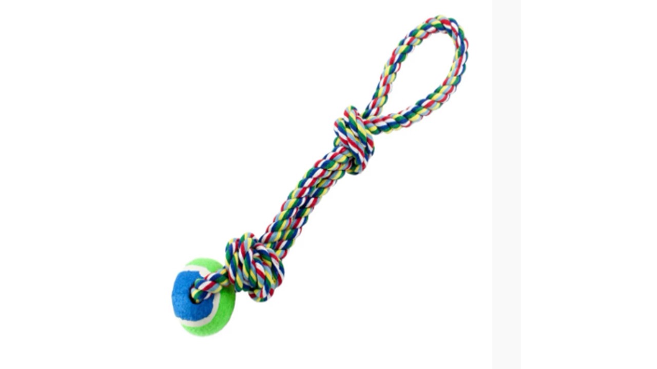 צעצוע חבל דנטלי עם כדור טניס - 40 ס"מ