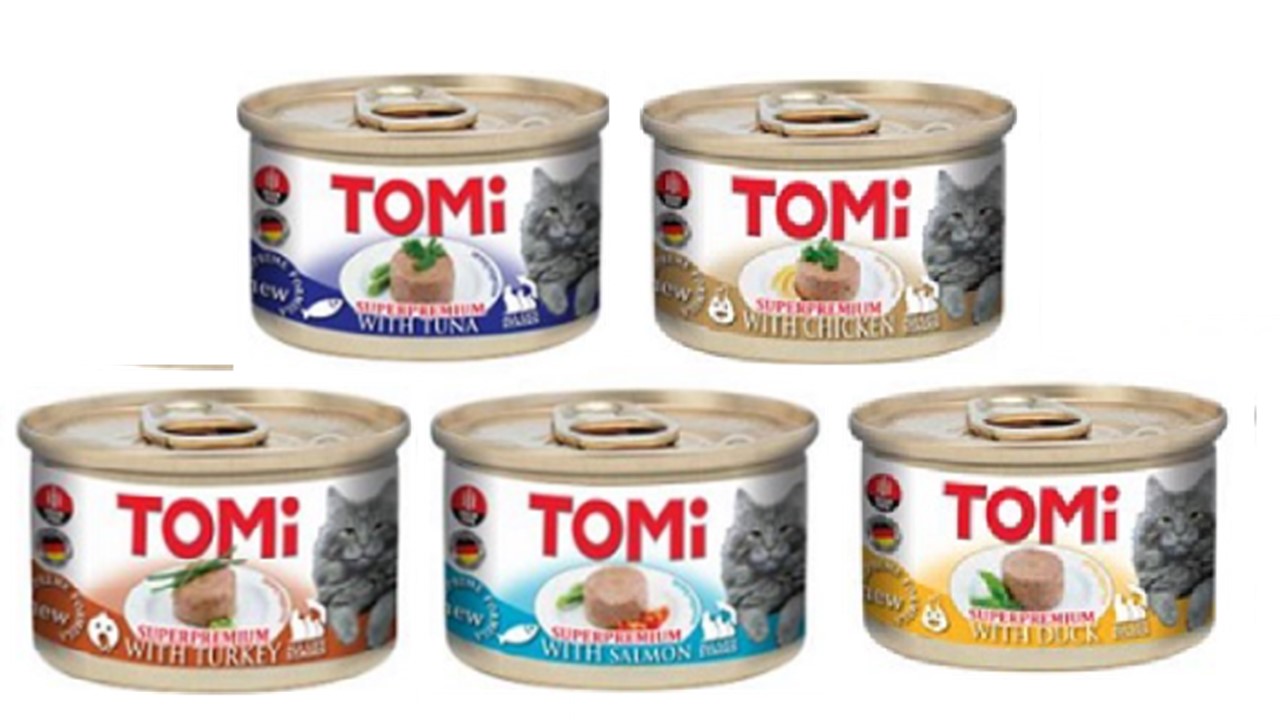 TOMI (טומי) – מעדן פטה סופר פרימיום לחתול במגוון טעמים, 85 גרם.
