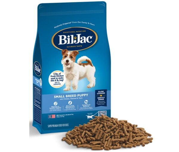 BIL JAC, ביל ג’ק מזון לגורי כלבים מגזע קטן במשקלים: 2.7 ק"ג או 6.8 ק"ג