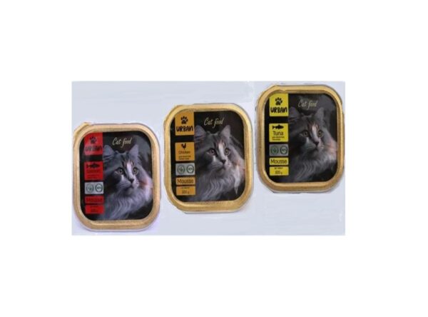 URBAN, אורבן מעדן פטה לחתולים טונה/סלמון/עוף - 100 גרם