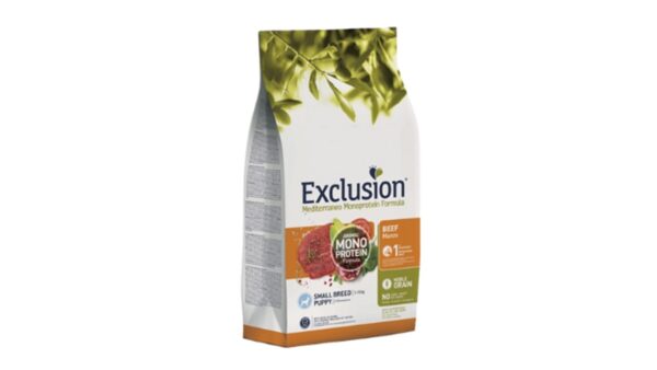 Exclusion, אקסלוז'ן נובל בשר בקר, חלבון יחיד לגורי כלבים מגזע קטן - 2 ק"ג