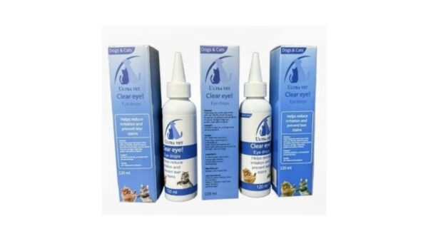 ultra vet, אולטרה ווט נוזל לניקוי עיניים לכלב/חתול  - 120 מ"ל
