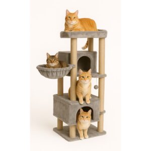 מתקן גרוד מרובה שלבים משולב עם שני בתים וערסל צבע אפור